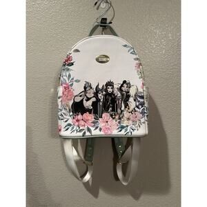 Loungefly Disney Villain White Floral Mini Backpack Ursula Maleficent Evil Queen